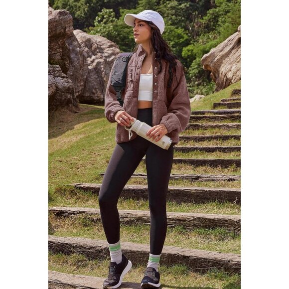 Women's Red Brown Fuzzy Fluffy Fleece Vest Jacket Coats Winter Warm Outwear - Picture 5 of 7